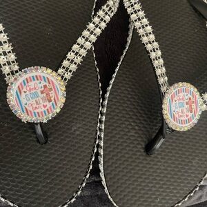 Black and Silver Flip Flops